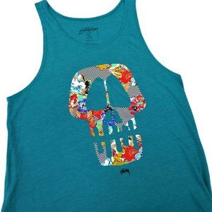 Stussy Tank Blue Teal Skull Muscle Small USA